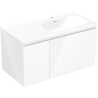 Mexen Orio 90 cm bathroom cabinet with Vela right sink, 1S, 1D, white gloss - 91A13-09047-3-BBFF00-W23P00