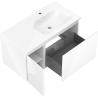 Mexen Orio 90 cm bathroom cabinet with Vela right sink, 1S, 1D, white gloss - 91A13-09047-3-BBFF00-W23P00