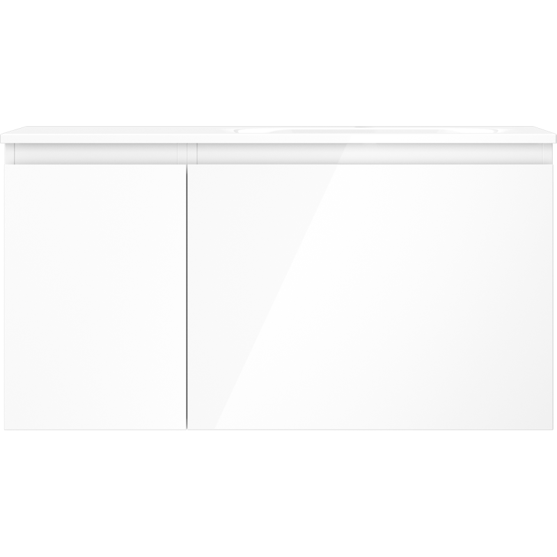 Mexen Orio bathroom cabinet 90 cm with Vela right sink, 1S, 1D, white gloss - 91A13-09047-3-BBFF00-W23P00
