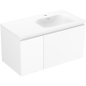 Mexen Orio 90 cm bathroom cabinet with Vela right sink, 1S, 1D, white matte - 91A13-09047-3-BBFF01-W23P01