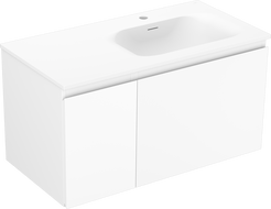 Mexen Orio 90 cm bathroom cabinet with Vela right sink, 1S, 1D, white matte - 91A13-09047-3-BBFF01-W23P01
