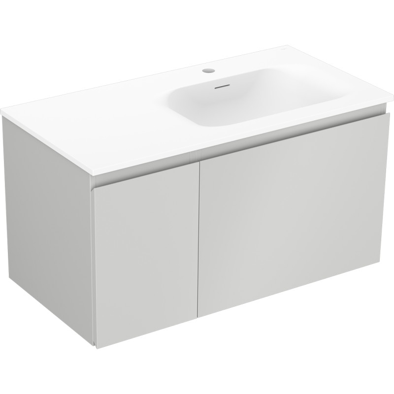 Mexen Orio bathroom cabinet 90 cm with Vela right sink, 1 drawer, 1 door, gray matte/white matte - 91A13-09047-3-BBFF62-W23P01
