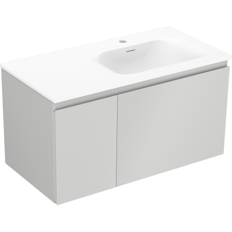 Mexen Orio bathroom cabinet 90 cm with Vela right sink, 1 drawer, 1 door, gray matte/white matte - 91A13-09047-3-BBFF62-W23P01