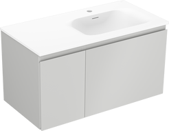 Mexen Orio bathroom cabinet 90 cm with Vela right sink, 1 drawer, 1 door, gray matte/white matte - 91A13-09047-3-BBFF62-W23P01