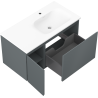 Mexen Orio 90 cm bathroom cabinet with Vela right sink, 1S, 1D, graphite matte/white matte - 91A13-09047-3-BBFF66-W23P01