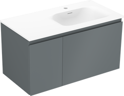 Mexen Orio 90 cm bathroom cabinet with Vela right sink, 1S, 1D, graphite matte/white matte - 91A13-09047-3-BBFF66-W23P01