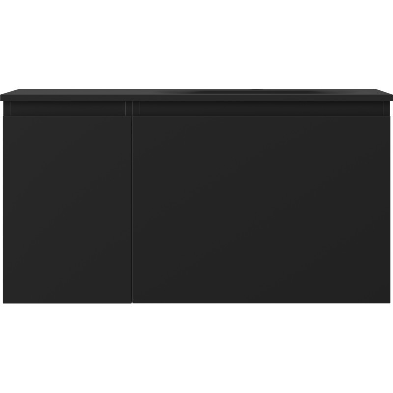Mexen Orio 90 cm bathroom cabinet with Vela right sink, 1S, 1D, matte black - 91A13-09047-3-BBFF71-W23P71