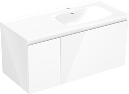 Mexen Orio bathroom cabinet 100 cm with Vela sink right, 1S, 1D, white gloss - 91A13-10047-3-BBFF00-W23P00