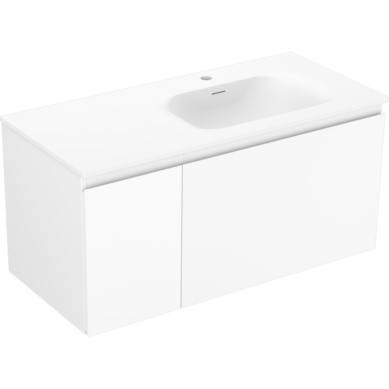 Mexen Orio 100 cm Bathroom Cabinet with Vela Sink Right, 1S, 1D, White Matte - 91A13-10047-3-BBFF01-W23P01