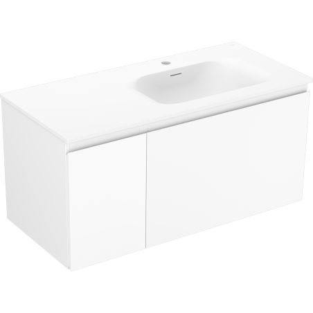 Mexen Orio 100 cm Bathroom Cabinet with Vela Sink Right, 1S, 1D, White Matte - 91A13-10047-3-BBFF01-W23P01