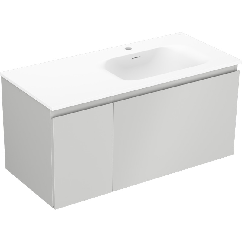 Mexen Orio 100 cm bathroom cabinet with Vela sink right, 1S, 1D, gray matte/white matte - 91A13-10047-3-BBFF62-W23P01
