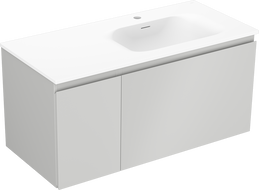 Mexen Orio bathroom cabinet 100 cm with Vela right sink, 1S, 1D, gray matte/white matte - 91A13-10047-3-BBFF62-W23P01