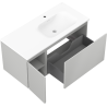 Mexen Orio 100 cm bathroom cabinet with Vela sink right, 1S, 1D, gray matte/white matte - 91A13-10047-3-BBFF62-W23P01