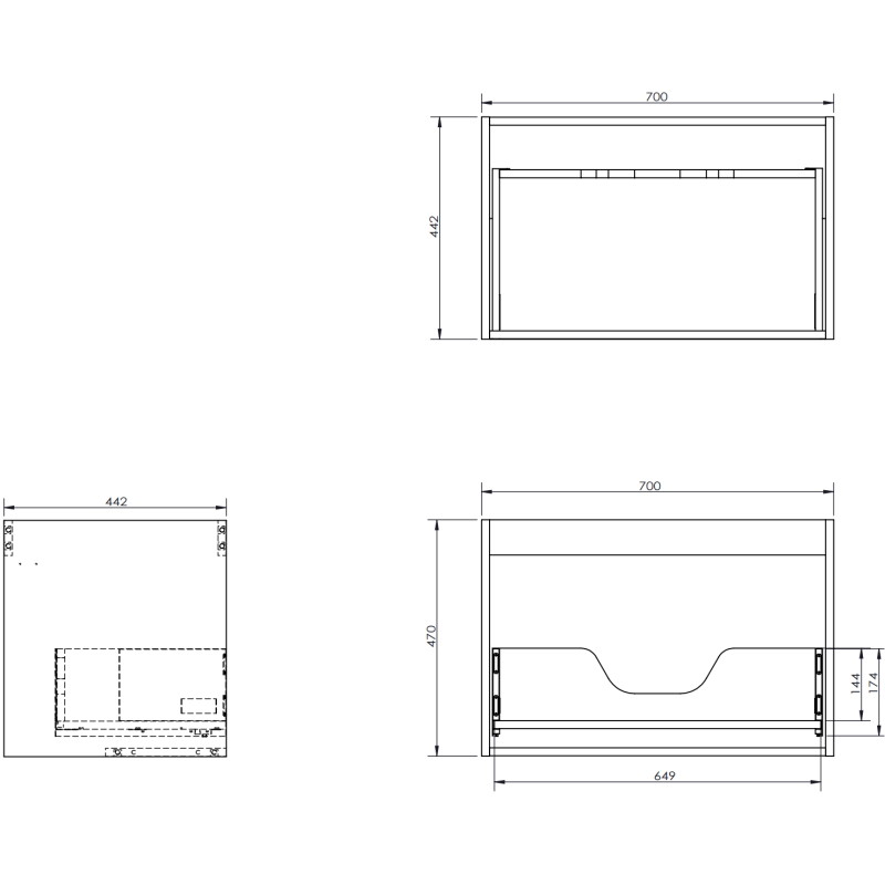 Mexen Orio 100 cm bathroom cabinet with Vela sink right, 1S, 1D, matte graphite/white matte - 91A13-10047-3-BBFF66-W23P01