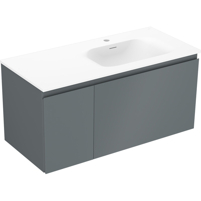 Mexen Orio 100 cm bathroom cabinet with Vela sink right, 1S, 1D, matte graphite/white matte - 91A13-10047-3-BBFF66-W23P01