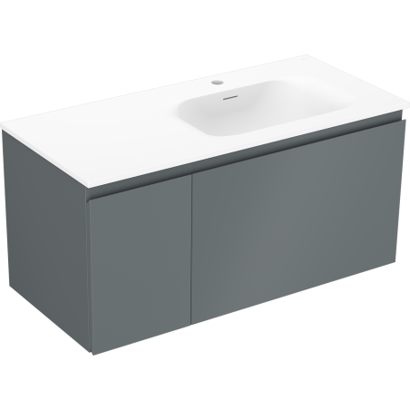 Mexen Orio 100 cm bathroom cabinet with Vela sink right, 1S, 1D, matte graphite/white matte - 91A13-10047-3-BBFF66-W23P01