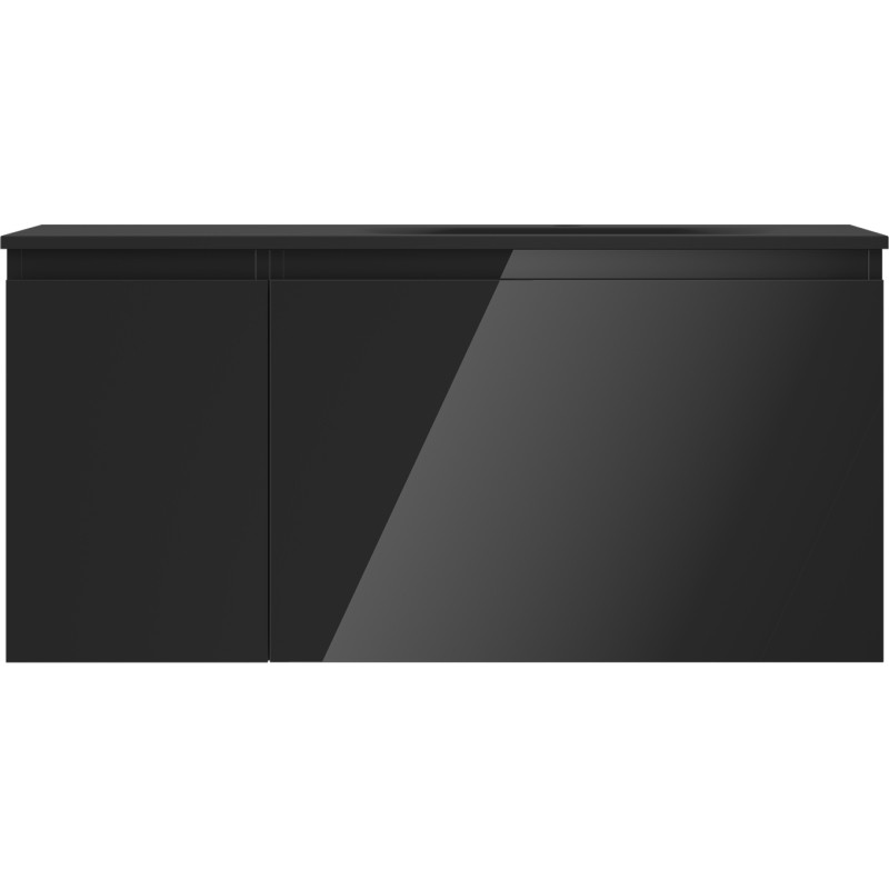 Mexen Orio 100 cm bathroom cabinet with Vela sink right, 1S, 1D, black gloss/black matte - 91A13-10047-3-BBFF70-W23P71