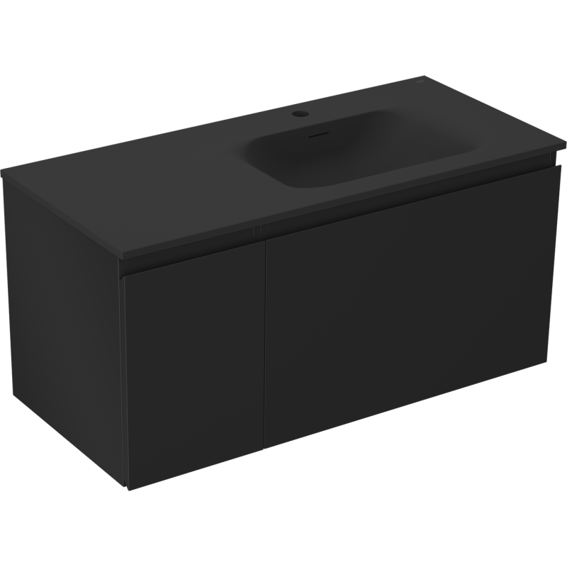 Mexen Orio bathroom cabinet 100 cm with Vela right sink, 1S, 1D, black matte - 91A13-10047-3-BBFF71-W23P71