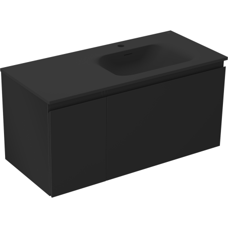 Mexen Orio 100 cm Bathroom Cabinet with Right Sink Vela, 1S, 1D, Black Matte - 91A13-10047-3-BBFF71-W23P71