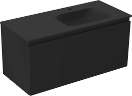 Mexen Orio bathroom cabinet 100 cm with Vela right sink, 1S, 1D, black matte - 91A13-10047-3-BBFF71-W23P71