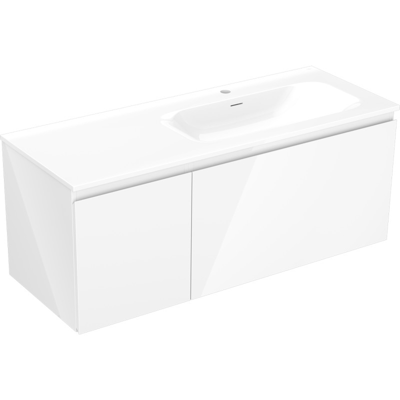 Mexen Orio 120 cm bathroom cabinet with right sink Vela, 1S, 1D, white gloss - 91A13-12047-3-BBFF00-W23P00