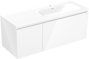 Mexen Orio 120 cm bathroom cabinet with right Vela sink, 1S, 1D, white gloss - 91A13-12047-3-BBFF00-W23P00