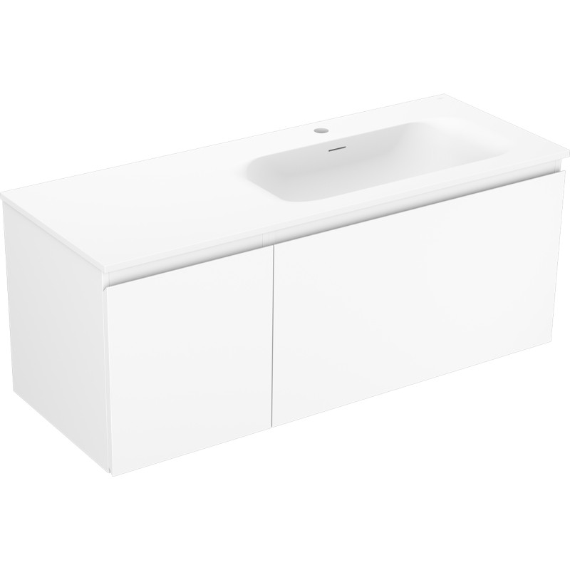 Mexen Orio 120 cm Bathroom Cabinet with Vela Right Sink, 1 Drawer, 1 Door, Matte White - 91A13-12047-3-BBFF01-W23P01