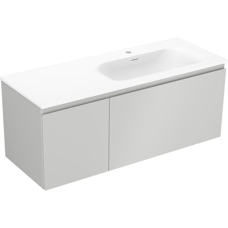 Mexen Orio bathroom cabinet 120 cm with Vela right sink, 1S, 1D, gray matte/white matte - 91A13-12047-3-BBFF62-W23P01