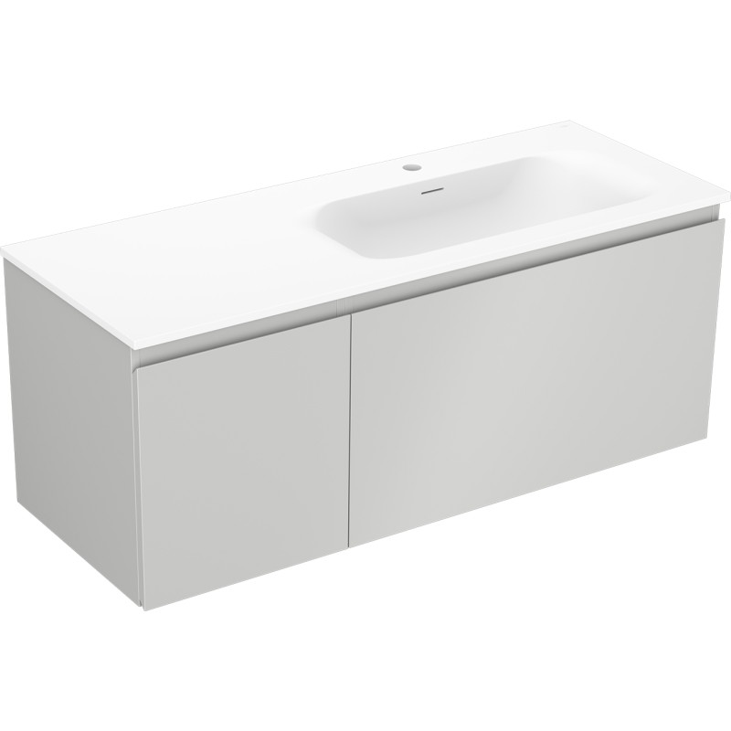 Mexen Orio bathroom cabinet 120 cm with Vela right washbasin, 1S, 1D, gray matte/white matte - 91A13-12047-3-BBFF62-W23P01