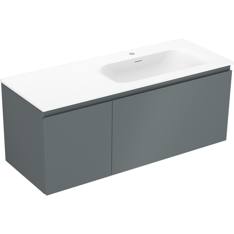 Mexen Orio bathroom cabinet 120 cm with Vela right sink, 1S, 1D, graphite matte/white matte - 91A13-12047-3-BBFF66-W23P01