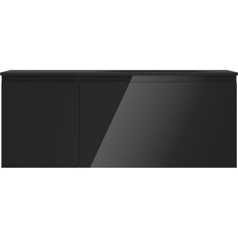Mexen Orio bathroom cabinet 120 cm with Vela right sink, 1S, 1D, black gloss/black matte - 91A13-12047-3-BBFF70-W23P71