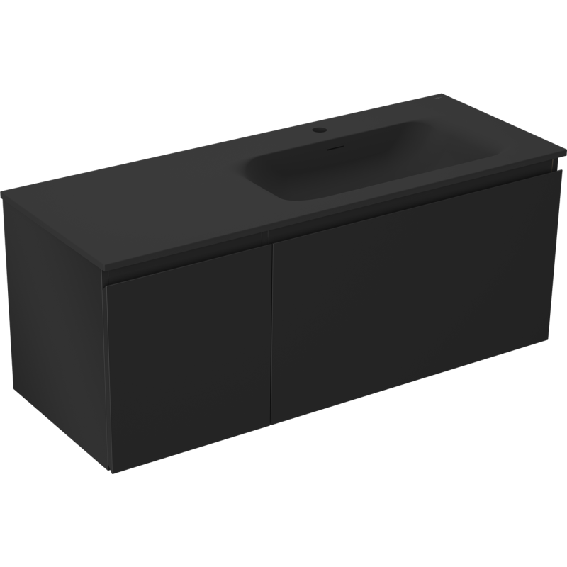 Mexen Orio bathroom cabinet 120 cm with Vela sink right, 1S, 1D, black matte - 91A13-12047-3-BBFF71-W23P71