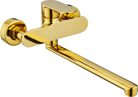 Mexen Milo long sprout bathtub mixer tap, Gold - 71335-50
