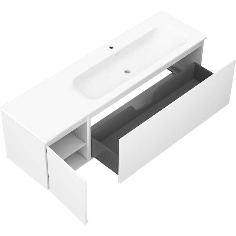 Mexen Orio bathroom cabinet 160 cm with Vela sink, right, 1S, 1D, white matte - 91A13-16047-3-BBFF01-W23P01