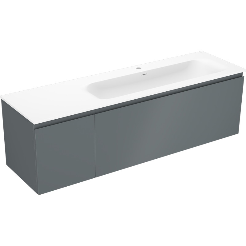 Mexen Orio bathroom cabinet 160 cm with Vela sink right, 1S, 1D, graphite matte/white matte - 91A13-16047-3-BBFF66-W23P01