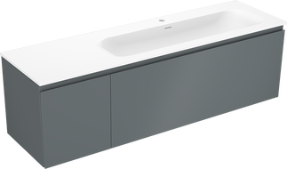 Mexen Orio bathroom cabinet 160 cm with Vela right sink, 1S, 1D, matte graphite/white matte - 91A13-16047-3-BBFF66-W23P01