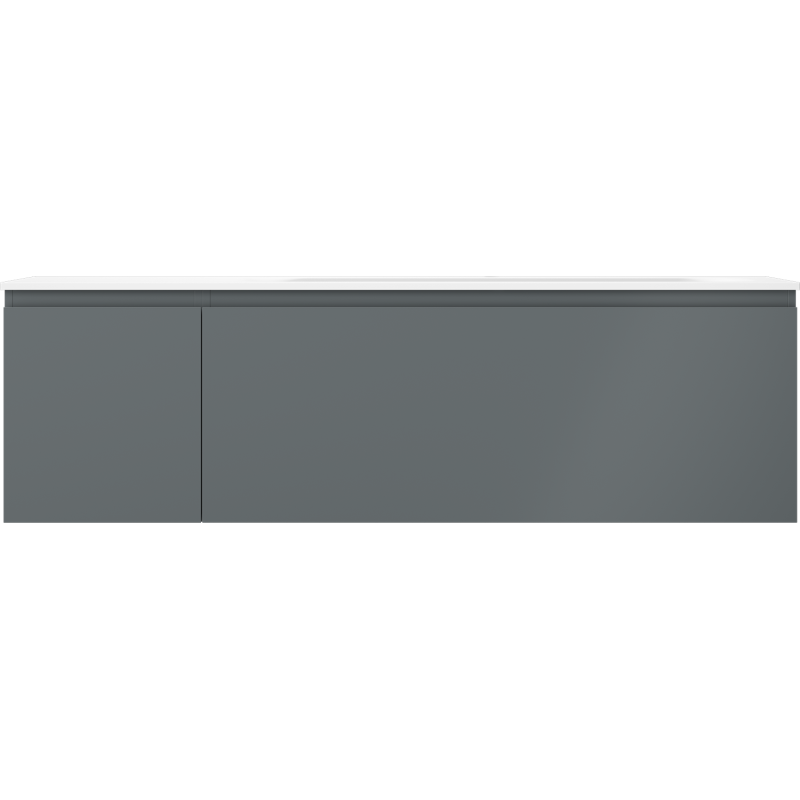 Mexen Orio bathroom cabinet 160 cm with Vela right sink, 1S, 1D, matte graphite/white matte - 91A13-16047-3-BBFF66-W23P01