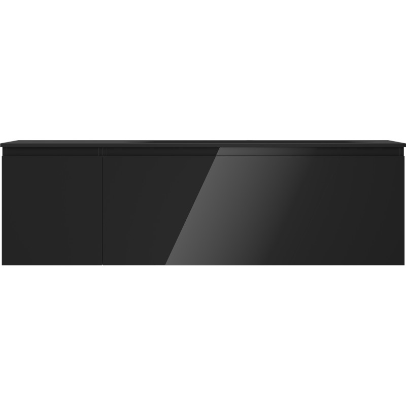 Mexen Orio 160 cm bathroom cabinet with Vela right sink, 1S, 1D, black gloss/black matte - 91A13-16047-3-BBFF70-W23P71