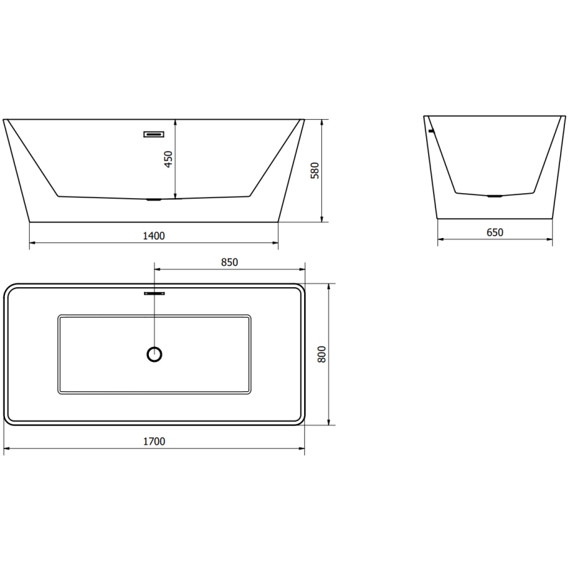 Mexen Malaga free-standing bath 170 x 80 cm, white - 51421708000