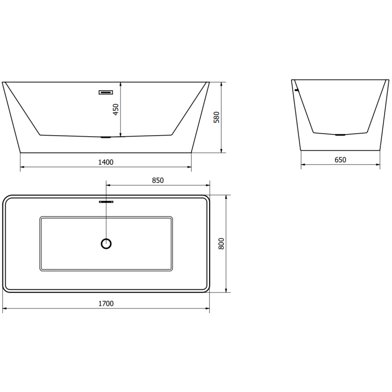Mexen Malaga freestanding bathtub 170 x 80 cm, white - 51421708000