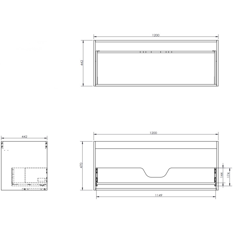Mexen Orio bathroom cabinet 160 cm with Vela sink right, 1S, 1D, black matte - 91A13-16047-3-BBFF71-W23P71