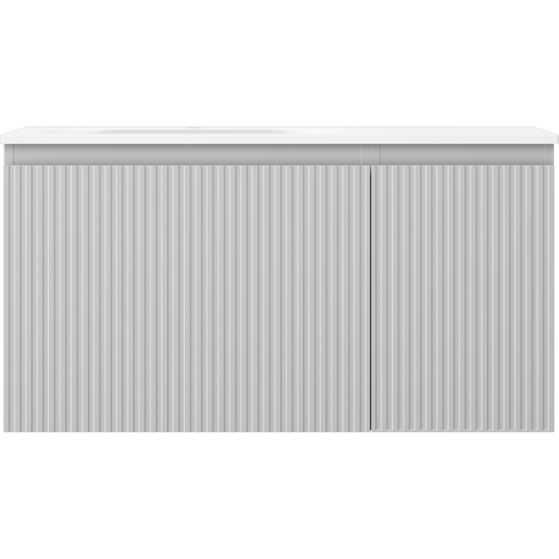 Mexen Rivel 90 cm Bathroom Cabinet with Vela Sink Left, 1S, 1D, Grooved, Gray Matte/White Matte - 91A23-09047-3-BBFF62-W23L01