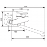 Mexen Milo long sprout bathtub mixer tap, Gold - 71335-50