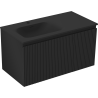 Mexen Rivel 90 cm Bathroom Cabinet with Vela Left Sink, 1S, 1D, Ribbed, Matte Black - 91A23-09047-3-BBFF71-W23L71