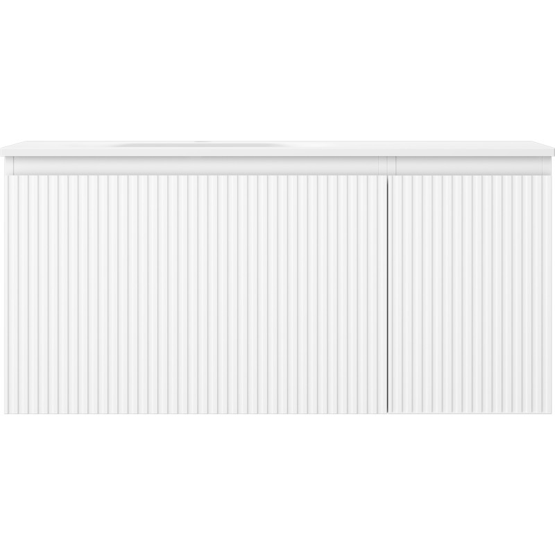Mexen Rivel 100 cm Bathroom Cabinet with Vela Left Sink, 1S, 1D, Grooved, White Matte - 91A23-10047-3-BBFF01-W23L01