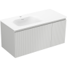 Mexen Rivel 100 cm Bathroom Cabinet with Left Vela Sink, 1S, 1D, Fluted, Gray Matte/White Matte - 91A23-10047-3-BBFF62-W23L01