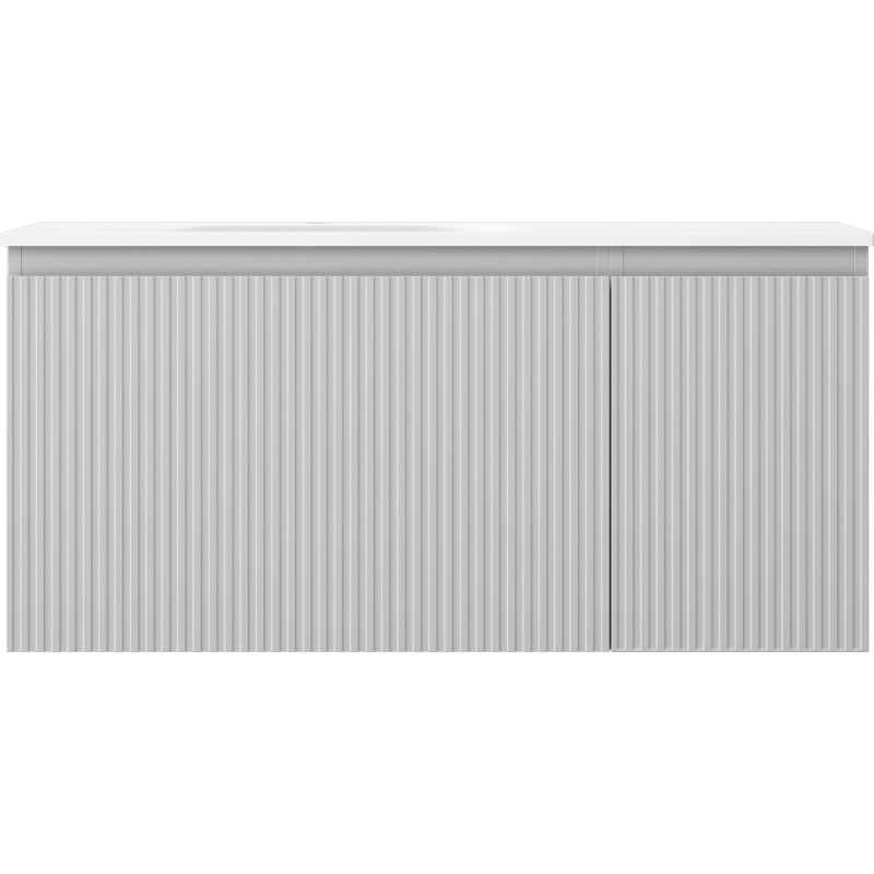 Mexen Rivel 100 cm Bathroom Cabinet with Left Vela Sink, 1S, 1D, Fluted, Gray Matte/White Matte - 91A23-10047-3-BBFF62-W23L01
