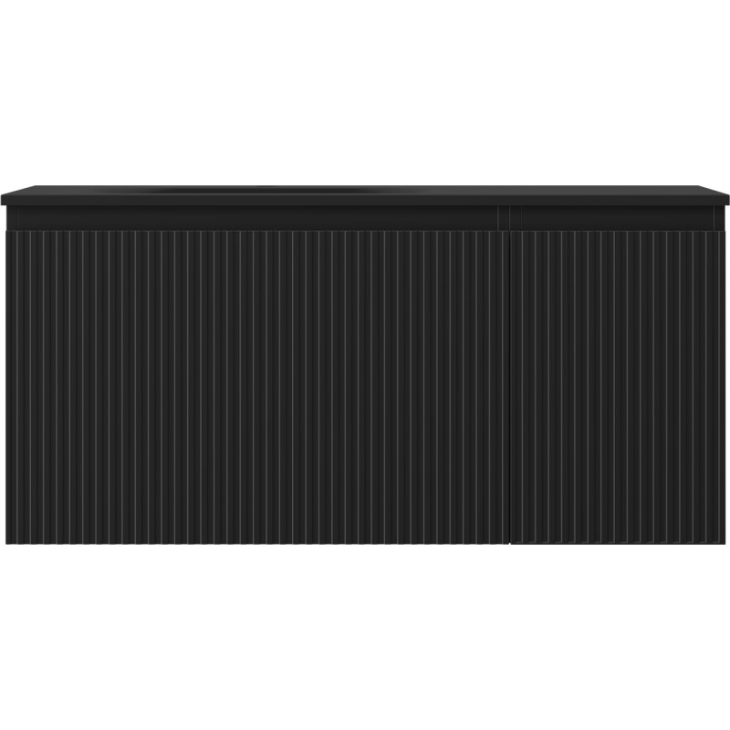 Mexen Rivel 100 cm Bathroom Cabinet with Vela Left Sink, 1 Drawer, 1 Door, Grooved, Black Matte - 91A23-10047-3-BBFF71-W23L71