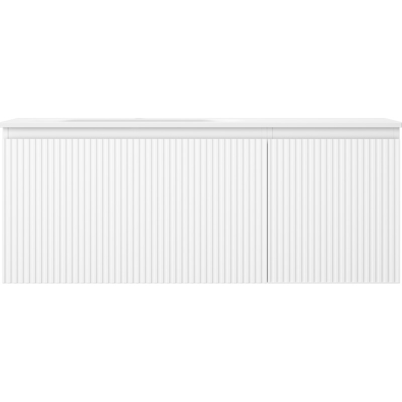 Mexen Rivel 120 cm bathroom cabinet with Vela left sink, 1S, 1D, fluted, white matte - 91A23-12047-3-BBFF01-W23L01