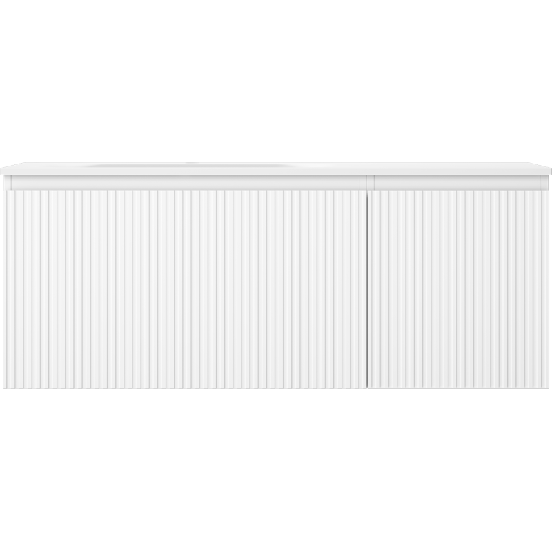 Mexen Rivel Bathroom Cabinet 120 cm with Vela Left Washbasin, 1S, 1D, Fluted, White Matte - 91A23-12047-3-BBFF01-W23L01